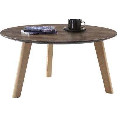 Lorell Quintessence Collection 32 Dia Laminate Round Coffee Table with Knife Edge, Walnut (LLR16247)