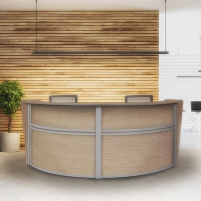 Regency Marque 124W Curved Double-Unit Reception Desk, Noble Oak (77292NO)