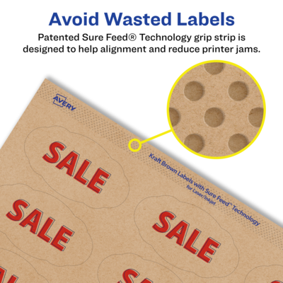 Avery Laser/Inkjet Multipurpose Labels, 2.25" x ", Kraft Brown, 315/Pack (94061)
