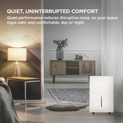 TCL 50-Pint Portable Dehumidifier, 3-Speed, Covers up to 4500 sq. ft., White (T50DC9R)