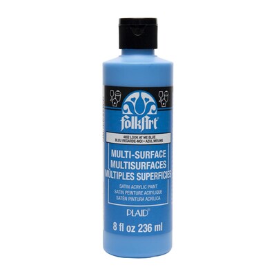 FolkArt Acrylic Paint Multi-Surface Satin, 8oz., Look At Me Blue, 3/Pack(FLK4652-3)
