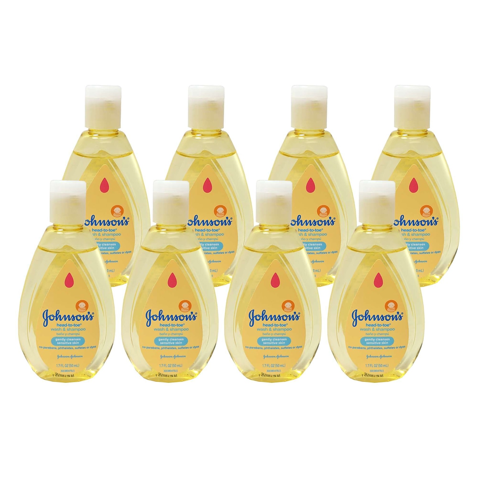Johnsons Head-To-Toe® Baby Body Wash and Shampoo Bottle, 8 Bottles/Bag, 12 Bags/Carton