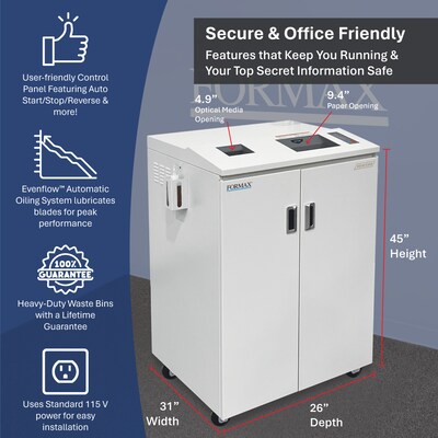 Formax 8732HS Cross-Cut Paper/Optical Media High-Security Office Shredder (FD8732HS)