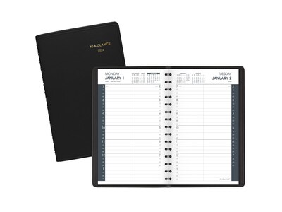 2024 AT-A-GLANCE 5" x 8" Daily Appointment Book, Black (70-800-05-24)