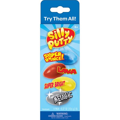 Crayola Silly Putty Variety Pack, Assorted Colors, 4/Pack, 4 Packs/Bundle (BIN080992-4)
