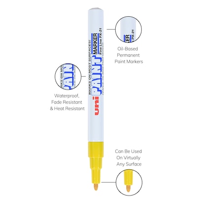 uni PAINT PX-21 Oil-Based Paint Marker, Fine Line, Yellow (63705)