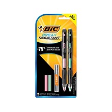 BIC Break-Resistant Mechanical Pencils with Erasers, 0.7mm, #2 Medium Lead, 2/Pack (MV7PRP2-BLK)