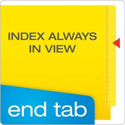 Pendaflex Recycled End Tab File Folder, Straight Cut, Letter Size, Yellow, 100/Box (H110DY)