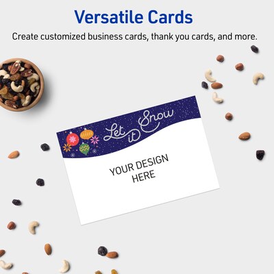 Avery Silver-Snowflakes Matte Blank Card, White, 20/Pack (S00-FK2)