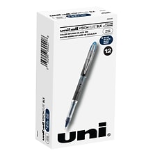 uni-ball VISION ELITE BLX Rollerball Pens, Micro Point, Blue/Black Ink, 12/Pack (69020)