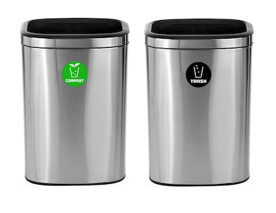 Alpine Industries Dual-Stream Recycling Station, 10.5 Gallon, Stainless Steel, 2/Pack (ALP470-40L-CO-T)