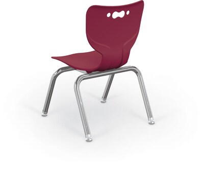 MooreCo 12 Hierarchy Student Chair with 4 Legs, Maroon/Chrome Base (703673562652)