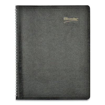 2025-2026 Brownline Essential Collection 8.5" x 11" Monthly Planner, Faux Leather Cover, Black (REDCB1262BLK)