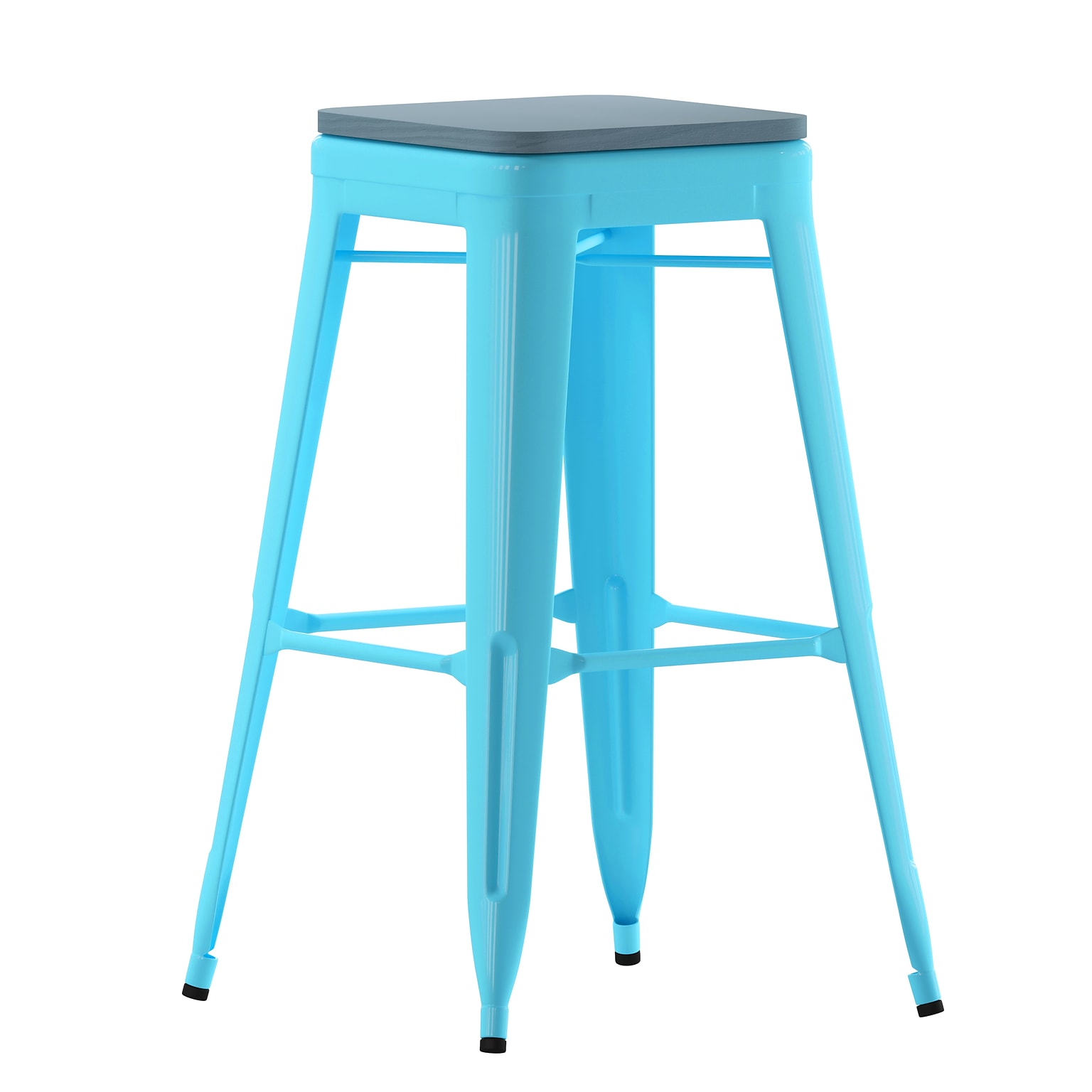 Flash Furniture Cierra Industrial Metal Indoor Bar Height Stools without Back, Teal, 4-Pieces/Pack (4ET32030TLRPL2C)