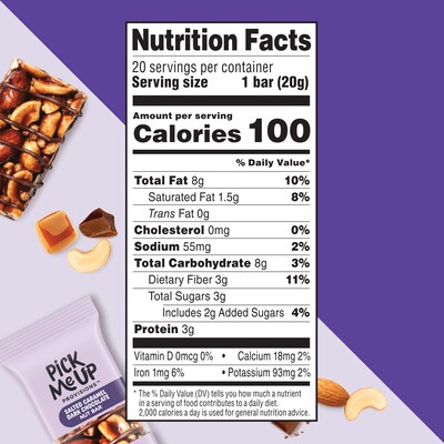 Pick Me Up Provisions™ Mini Gluten Free Salted Caramel Dark Chocolate Nut Bar, 0.7 oz., 20/Box (PM62795)