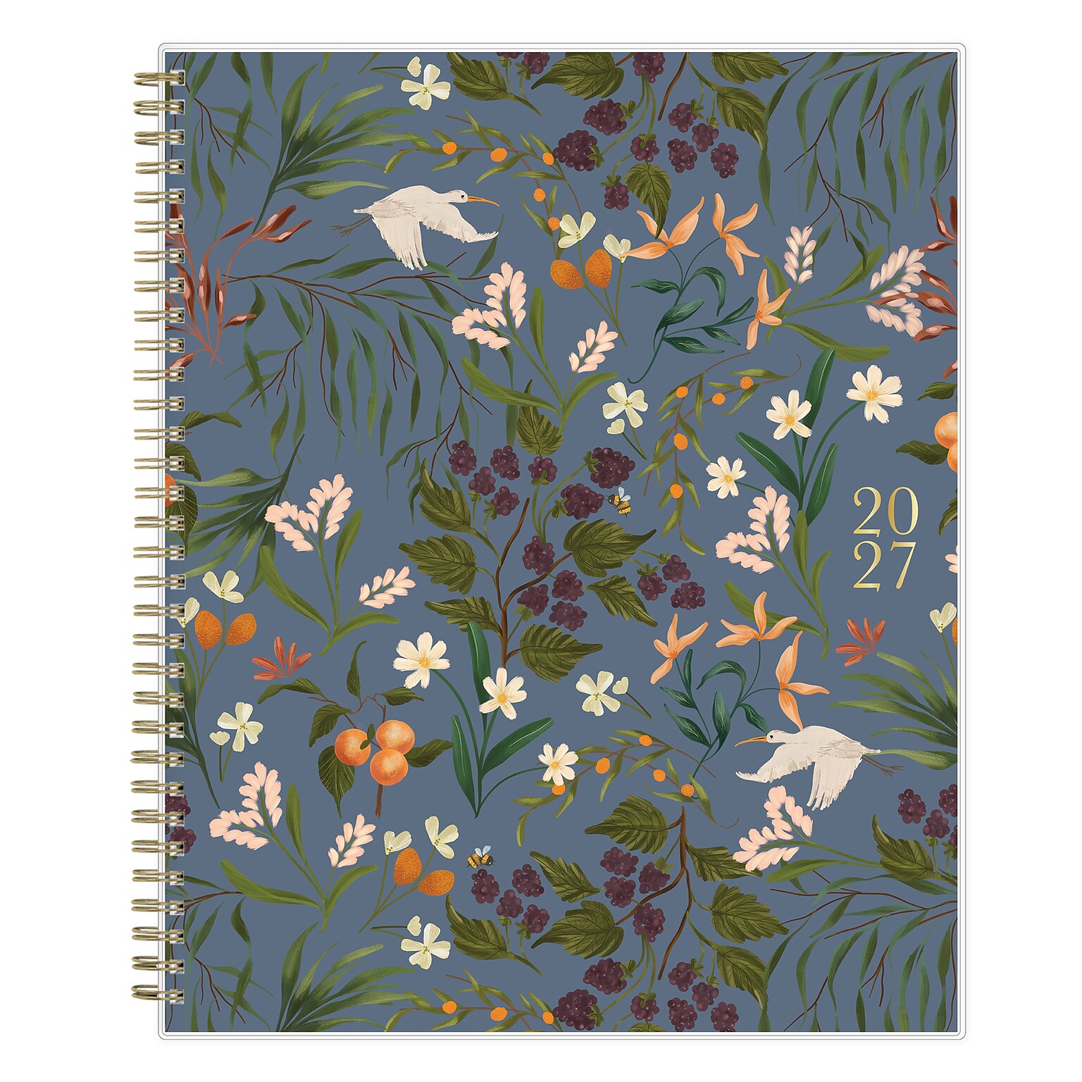 2027 Blue Sky Bespoke Letterpress Cranes In Flight 8.5 x 11 Calendar Year Weekly & Monthly Standard Planner, Plastic Cover