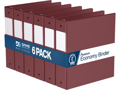 Davis Group Premium Economy 2 3-Ring Non-View Binders, Burgundy, 6/Pack (2313-08-06)