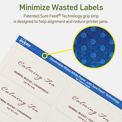 Avery Dissolvable Rectangle Multipurpose Labels, 2" x 4", Off-white, 250/Pack (94207)