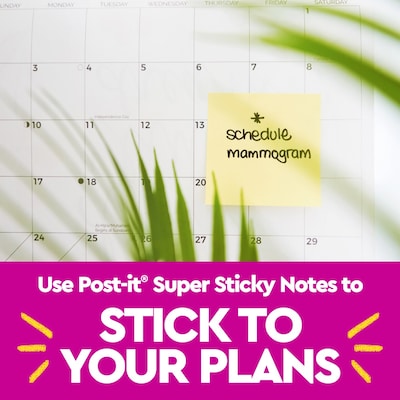 Post-it Super Sticky Notes, 4" x 6", Assorted Colors, Lined, 100 Sheets/Pad, 8 Pads/Pack (660-6SS+2YWB)