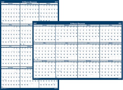 2027 House of Doolittle 24" x 37" Yearly Dry Erase Wall Calendar, Reversible, Blue (396-27)