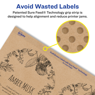 Avery Laser/Inkjet Decorative Edge Multipurpose Labels, 3" x 2.25", Kraft Brown, 225 Labels/Pack ( 94126)