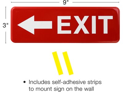 Excello Global Products Emergency Exit Indoor/Outdoor Wall Sign, 9 x 3, Red/White, 2/Pack (EGP-HD-