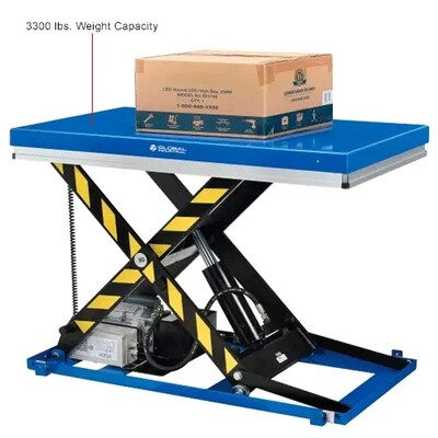 Global Industrial Power Scissor Lift Table, Hand & Foot Control, 48" x 48", 3300 Lb. Capacity (989035)