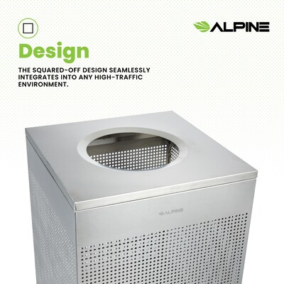 Alpine Industries Stainless Steel Trash Can, 40 Gallon, Silver (ALP438-40-SS-MK)