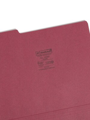 Smead File Folders, 1/3-Cut Tab, Letter Size, Maroon, 100/Box (13093)