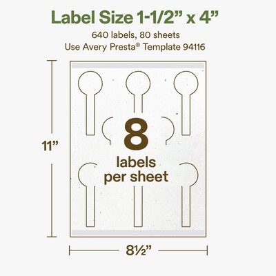 Avery Hemp Lollipop Laser/Inkjet Multipurpose Labels, 1-1/2" x 4", Off-White (640/Box)