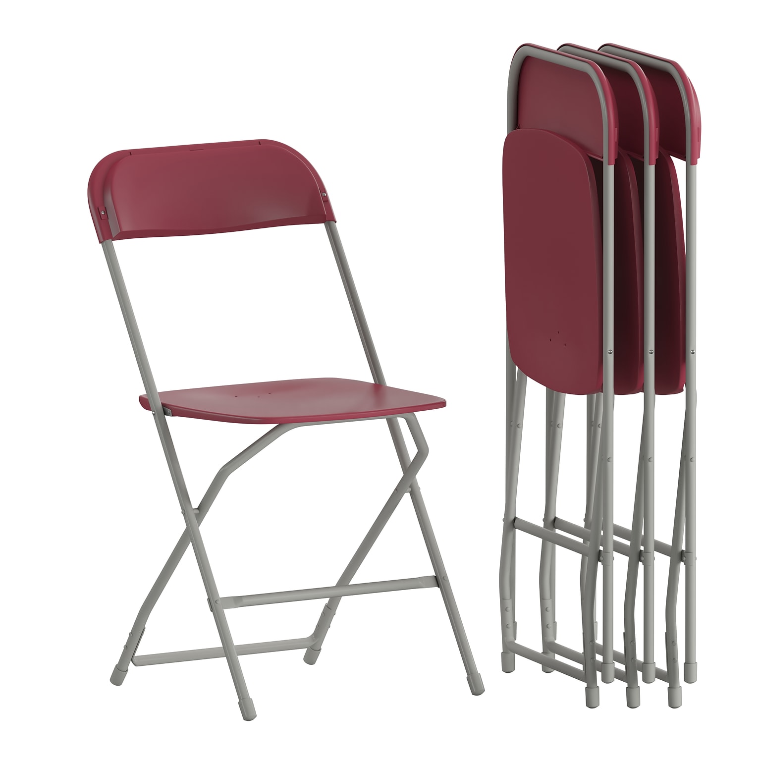 Flash Furniture Plastic Folding Chair, Red, Set of 4 (4LEL3RED)