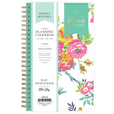 2026 Blue Sky Day Designer Peyton 5 x 8  Weekly & Monthly Planner, Plastic Cover, Multicolored (103619-26)