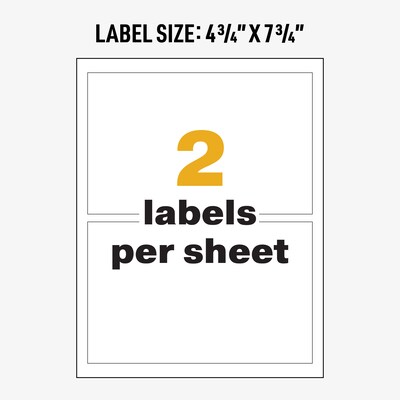 Avery UltraDuty Waterproof Laser GHS Chemical Labels 4-3/4" x 7-3/4", White, 100 Labels/Box (60502)