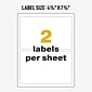 Avery UltraDuty Waterproof Laser Chemical Labels 4-3/4" x 7-3/4", White, 2 Labels/Sheet, 50 Sheets/Box (60502)
