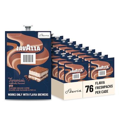 Lavazza Tiramisù Coffee Flavia Freshpacks, Light-Medium Roast, 9 oz., 76/Carton (48807)