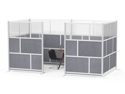 Luxor Modular Room Divider Add-On Wall, 48"H x 70"W, Gray PET/Frosted Acrylic (MW-7048-XFCG)