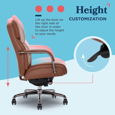 La-Z-Boy Symphony Ergonomic Bonded Leather Swivel Executive Chair, Cognac and Graphite (CCHR10013C)