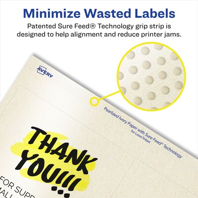 Avery Laser/Inkjet Square Pearlized Labels, 4" x 4", Ivory, 100 Labels/Pack (94100)