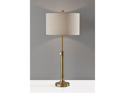 Simplee Adesso Barton Incandescent Table Lamp, Antique Brass/Oatmeal (SL1165-21)