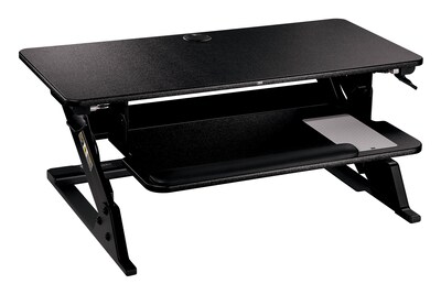 3M Precision Standing Desk 35"W Manual Adjustable Desk Riser with Gel Wrist Rest and Precise Mouse Pad, Black (SD60B)