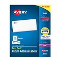 Avery Easy Peel Laser Return Address Labels, 2/3 x 1-3/4, White, 60 Labels/Sheet, 100 Sheets/Pack,
