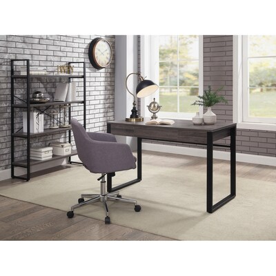 Lorell SOHO 57.5" 4-Shelf Rustic Metal Frame Bookcase, Walnut Steel (LLR97619)