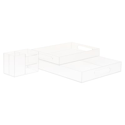 Mind Reader 3-Piece Desk Organizer Set, Clear (TRU3PC-CLR)