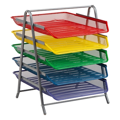 Mind Reader 5-Compartment Metal Desk Tray, Multicolor (5TPAPER-ASST)