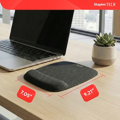Quill Brand® Mouse Pad with Gel Wrist Rest, Black (53326)