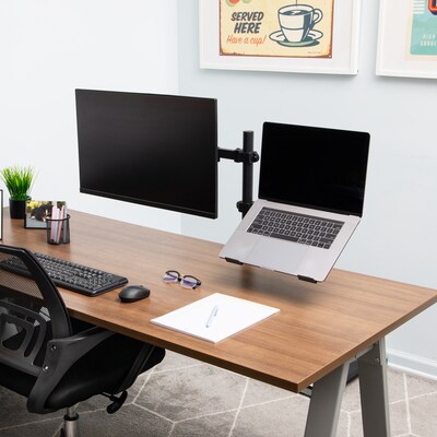 Mind Reader Adjustable Dual Arm Monitor and Laptop Desk Mount for 17" - 32", Black (ARMTAB-BLK)