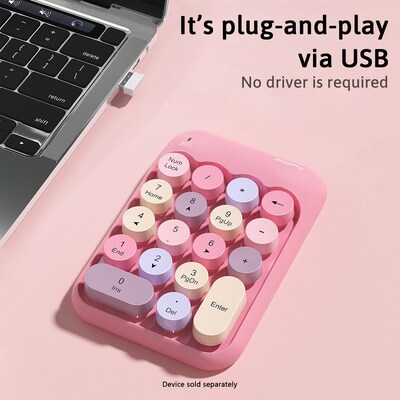 SaharaCase Retro Numeric Keypad Wireless Ergonomic Number Pad, Pink (KB45)