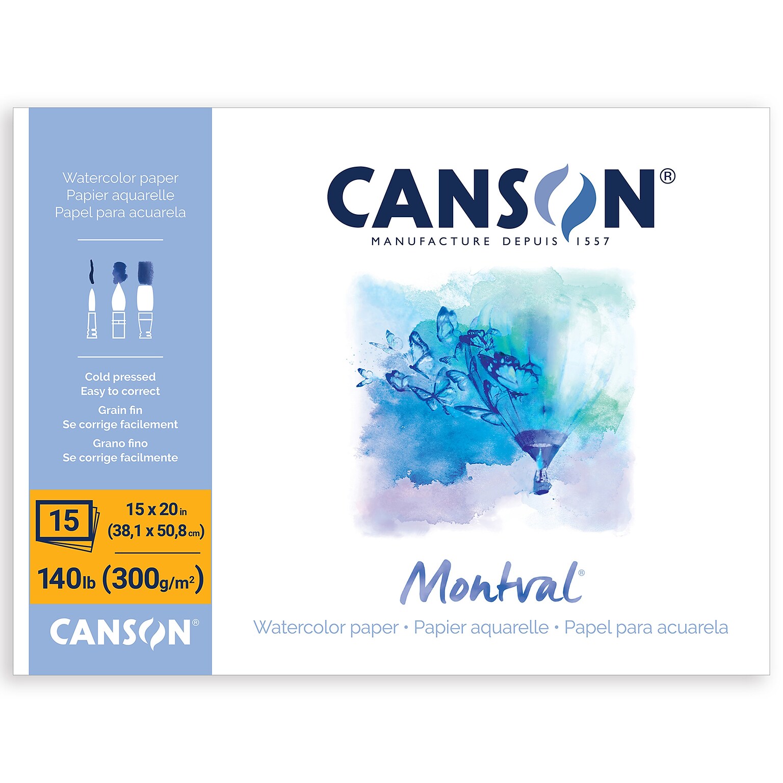 Canson Artist Series 15 x 20 Montval Watercolor Block, 15 Sheets/Pad (MCXC100511067)