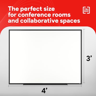 TRU RED™ Melamine Dry Erase Board, Black Frame, 4' x 3' (TR59363)