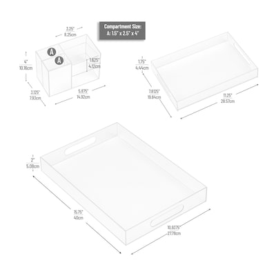 Mind Reader 3-Piece Desk Organizer Set, Clear (TRU3PC-CLR)